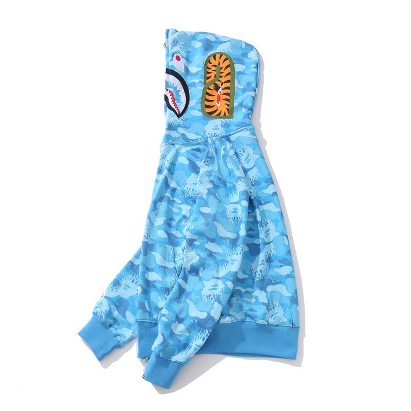 Bathing Ape Hoodie Blue Jellyfish Ghost Fire Camouflage Shark Sweater Hooded Coat Casual Fashion Brand Zip Hoodie